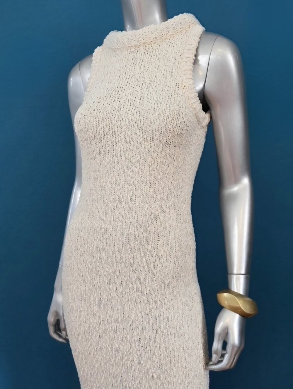 ๐๏ธ๐ ARRANGE Boucle Open Knit Racer Neckline Maxi Dress in Off White // (NWT) - Picture 12 of 16